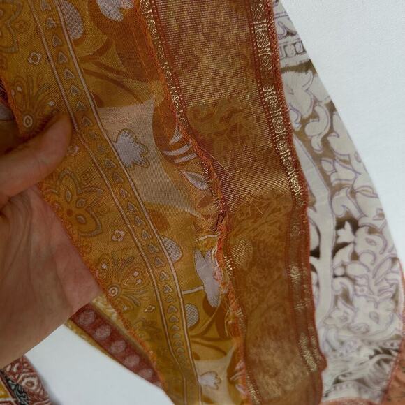 100% Silk Scarf Orange 76 Inches - Picture 3 of 5